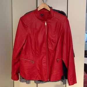 Red faux leather plus size jacket - never worn!